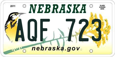 NE license plate AQF723