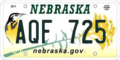 NE license plate AQF725