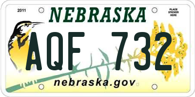 NE license plate AQF732