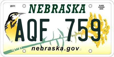 NE license plate AQF759