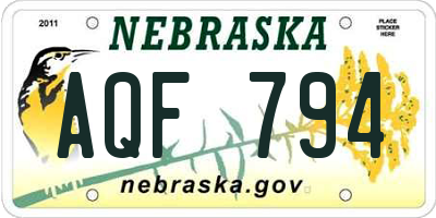 NE license plate AQF794