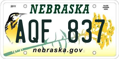 NE license plate AQF837