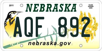 NE license plate AQF892