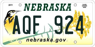 NE license plate AQF924