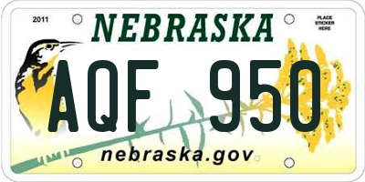 NE license plate AQF950