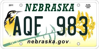 NE license plate AQF983