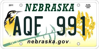 NE license plate AQF991
