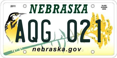 NE license plate AQG021