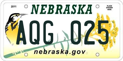 NE license plate AQG025