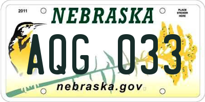 NE license plate AQG033