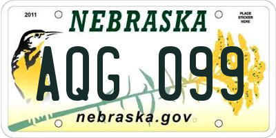 NE license plate AQG099