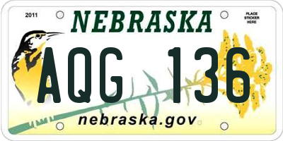 NE license plate AQG136