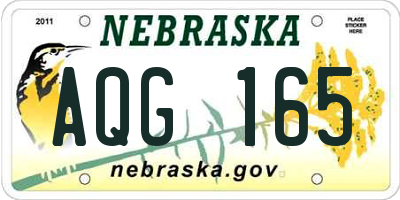 NE license plate AQG165