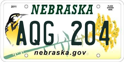 NE license plate AQG204