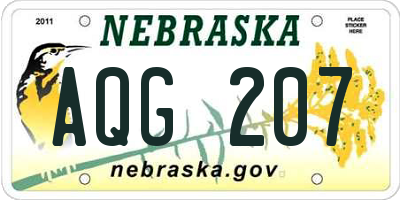 NE license plate AQG207