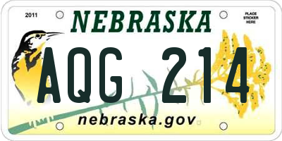 NE license plate AQG214