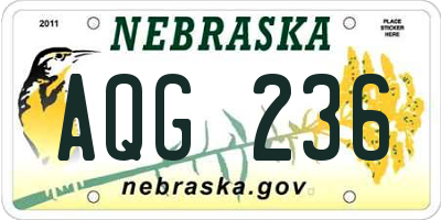 NE license plate AQG236