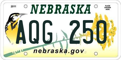 NE license plate AQG250