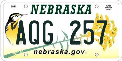 NE license plate AQG257
