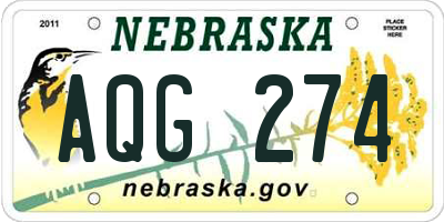 NE license plate AQG274