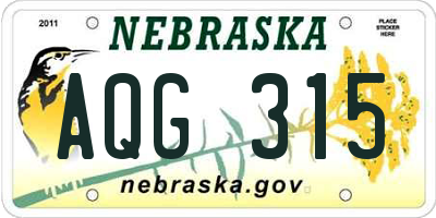 NE license plate AQG315