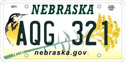 NE license plate AQG321
