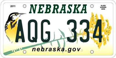 NE license plate AQG334