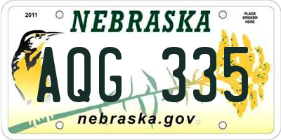 NE license plate AQG335