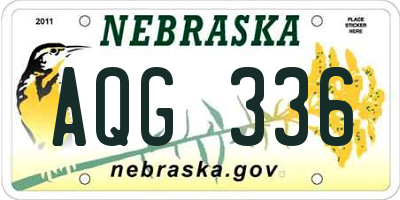 NE license plate AQG336