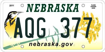 NE license plate AQG377