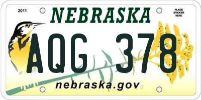 NE license plate AQG378