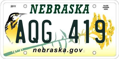 NE license plate AQG419