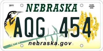 NE license plate AQG454