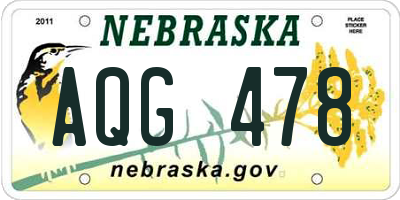 NE license plate AQG478