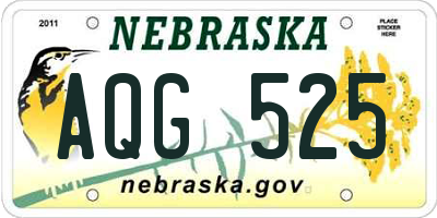 NE license plate AQG525