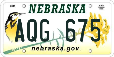NE license plate AQG675