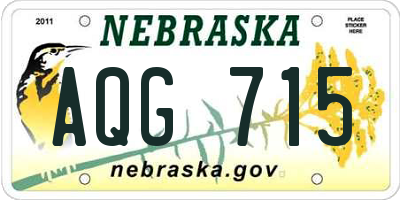 NE license plate AQG715