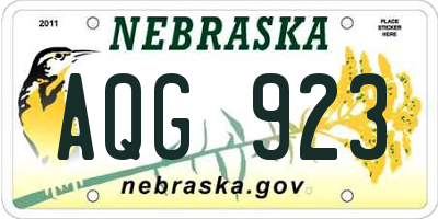 NE license plate AQG923