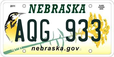 NE license plate AQG933