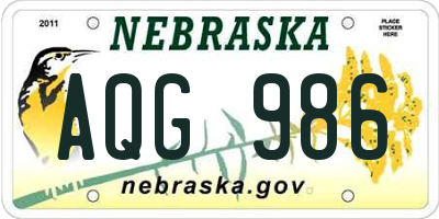 NE license plate AQG986