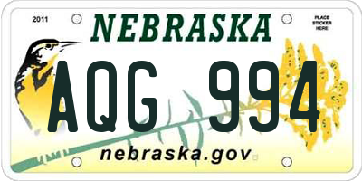 NE license plate AQG994