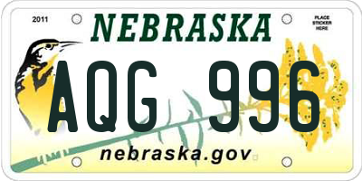 NE license plate AQG996
