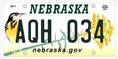 NE license plate AQH034