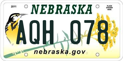 NE license plate AQH078