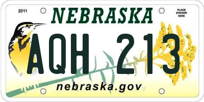 NE license plate AQH213