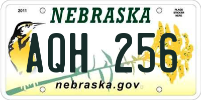 NE license plate AQH256