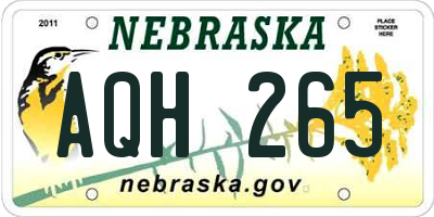 NE license plate AQH265
