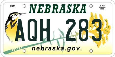 NE license plate AQH283