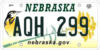 NE license plate AQH299