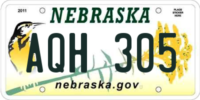NE license plate AQH305